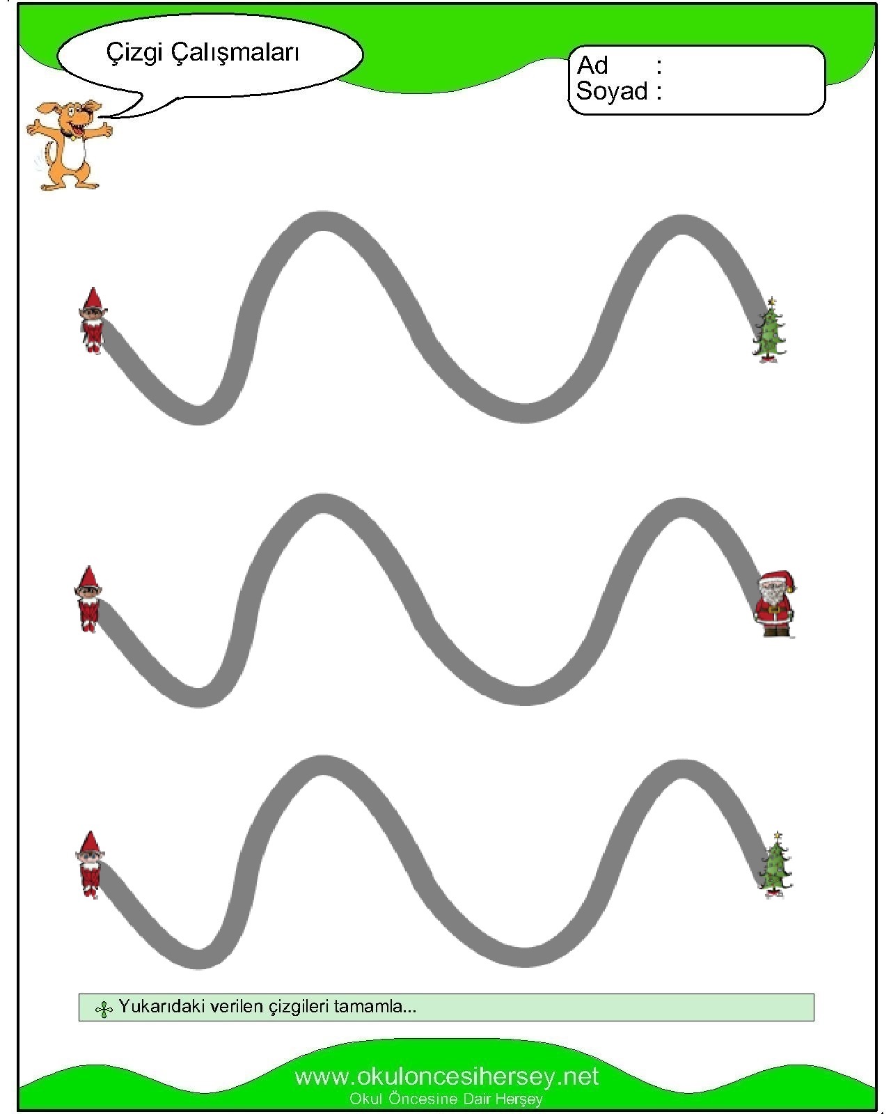 okul öncesi çizgi çalışma sayfaları